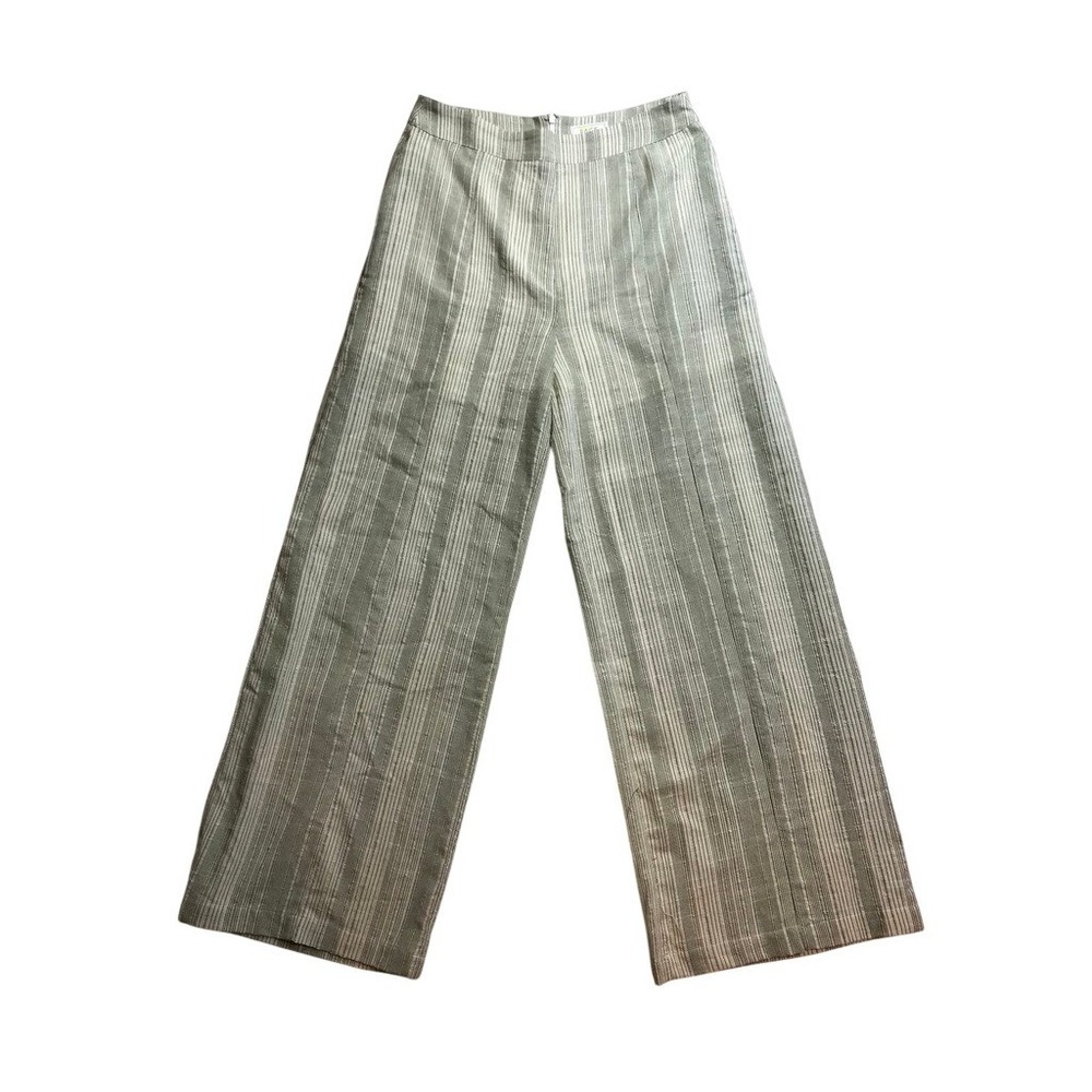 Sage The Label Wide Leg Striped Pants Womens Size L Linen Blend Cropped